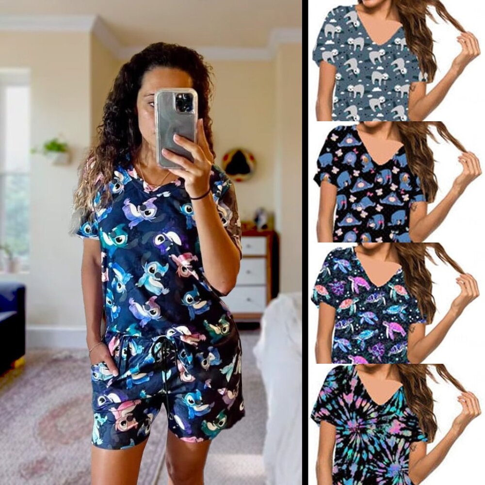 Cloud Soft Stretchy 2 Pcs Pajama Set w/ Pockets Turtles, Sloths, Tie Dye, Donkey